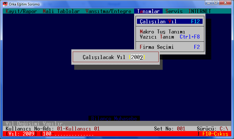 1.6. Firma Tanımı 1 Bilanço/Muhasebe modülüne [] ile girin.