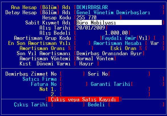 2 3 [Hesap Kodu] bölümüne [255] yazıp [] yapıldığında hesap planı nda 255-DEMĠRBAġLAR hesabı üzerine gelinecektir. [255 770]-Genel Yönetim DemirbaĢları hesabı üzerinde [] yapın.