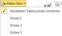 İçindekiler tablosu otomatik olarak oluşturulduğunda şekil 286 da görüldüğü gibi fare hangi başlığın üzerindeyse o başlığa ait olarak bağlantı bilgisi gelecektir.