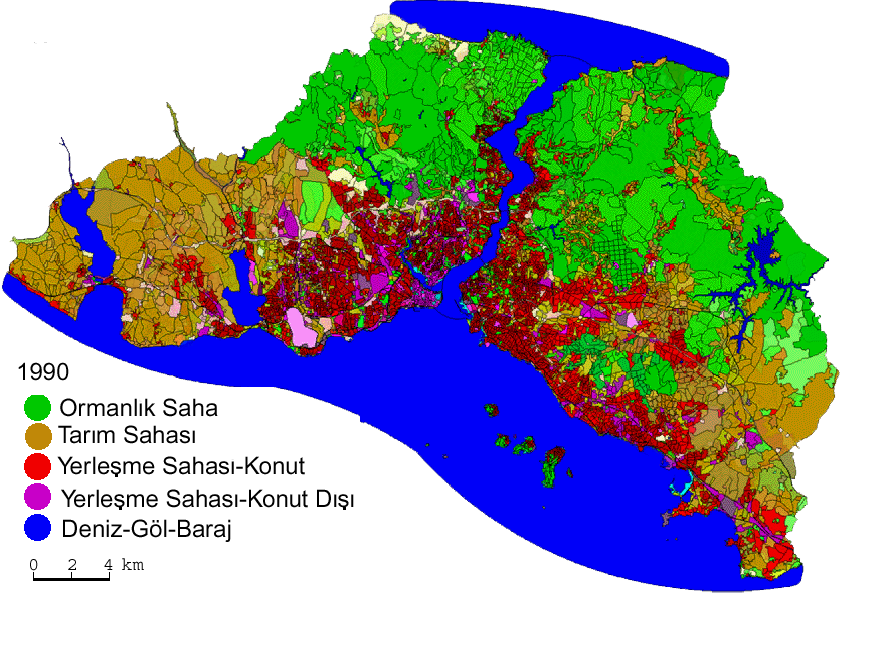 İstanbul Şehrinin Yayılışı _ 1990 İstanbul Şehrinin