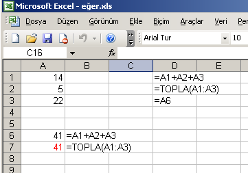 Otomatik Toplama: Excel, TOPLA() iģlevi dıģında otomatik toplama adıyla bir kolaylık daha sunmaktadır Otomatik toplama iģlemi için araç çubuğunda yanda görülen düğme bulunmaktadır.