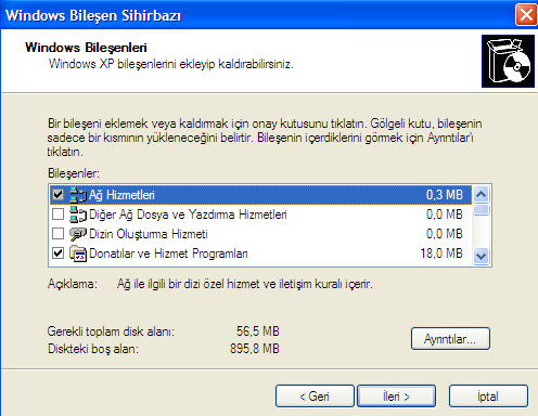 3. Windows Bileşenleri Ekle/Kaldır Menüsü Bilgisayara Windows bileşenleri kurmak istendiğinde CD- ROM a