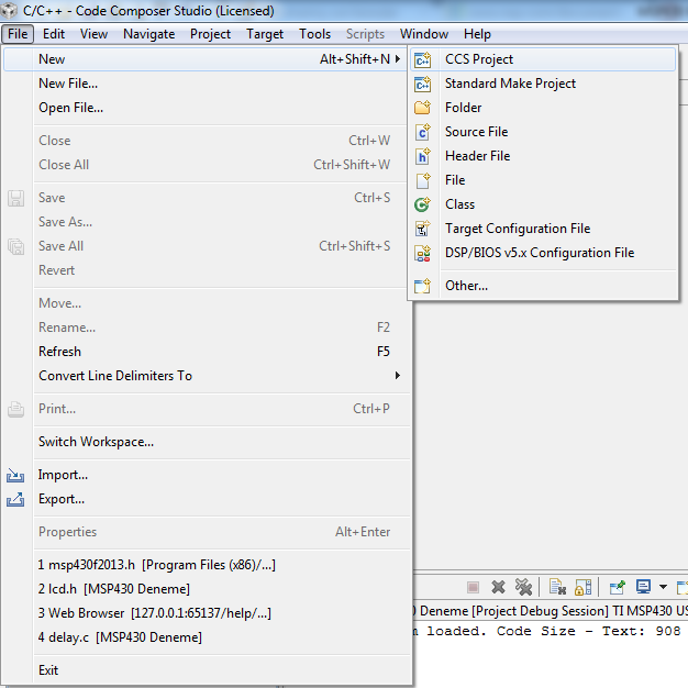 12.2) Code Composer Studio Özellikle MSP430 mikrodenetleyicisini programlamak için kullanılan Code Composer Studio, TI ın yayınladığı, Eclipse tabanlı bir derleyicidir.