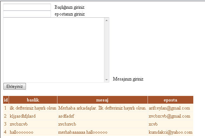 Ama butona basınca yüklenmesi için Response.Redirect("Default.aspx"); Komutunu yazıyoruz OleDbCommand db_komut; db_komut = newoledbcommand(sql,db_baglanti); db_komut.