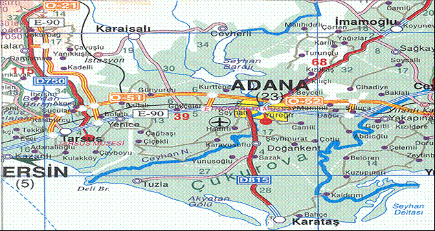 6 TÜRKĠYE HARĠTASI Değerleme konusu taģınmazın sınırları içerisinde bulunduğu Seyhan Ġlçesi 420 km² lik yüz ölçüme sahip olup 34.770 i köylerde 746972 si merkezde olmak üzere toplam 781.