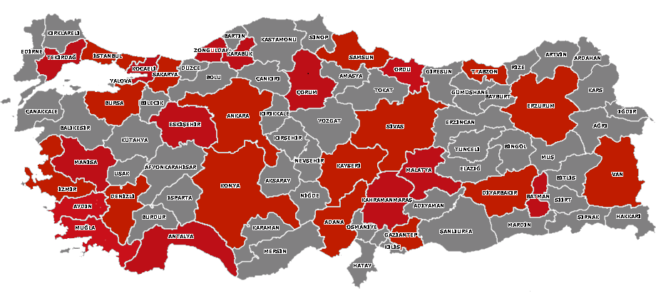 7 ŞUBELERİMİZ (33) - Ankara - İkitelli/İstanbul - Kadıköy/İstanbul - İzmir - Diyarbakır - Adana - Kayseri - Trabzon - Denizli - Samsun - Bursa - Konya - Van Erzurum - Gaziantep - Sivas - Sakarya -