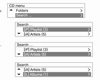 120 Bilgi ve Eğlence Sistemi CD menüsü Klasörler CD Menüsü Aranıyor... MP3 (WMA) diskleri için, CD menüsünden TUNE düğmesini çevirerek Klasörler gidin ve MENU tuşuna basın.