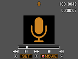 Ses kaydını yürütme 1. OYNAT modunda, oynatmak istediğiniz Ses Kaydı dosyasını göstermek için [4] ve [6] tuşunu kullanın. Ses Kaydı dosyası için görüntünün yerine ` gösterilir. 2.