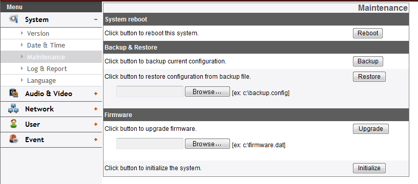 Sistem ayarları Maintenance Version Kullanılan Model Adı ve Yazılım sürümü görüntülenir.