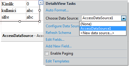 Resim 3.19: Fields iletişim penceresi Uygulamayı çalıştırın ve eklediğiniz butonları deneyin. 3.5. DetailsView Kontrolü DetailsView kontrolü ASP.NET te veri bağlama kontrollerinden bir başkasıdır.