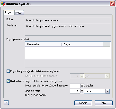 6.8.1. Durum Sekmesi Bu sekmede hangi kosullar altinda bildirimin gönderilecegini özellestirebilirsiniz.