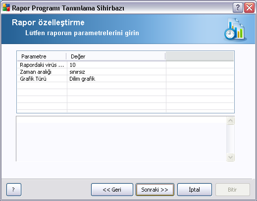 Asagi açilir menüden, programlanan raporunuz için hangi sablonu kullanmak istediginizi seçin.