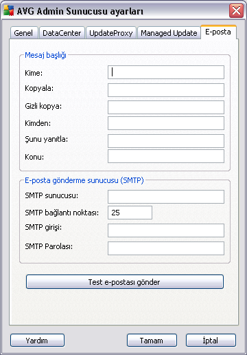 10.4.4. E-posta sekmesi Bu sekme su seçenekleri sunar: E-posta yoluyla Grafik raporlar gönderebilmek için veya bildirimler alabilmek için, ilk önce bu sekmeyi yapilandirmaniz gerekir.