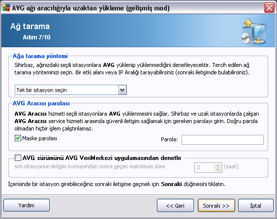 Bu sihirbazin, bazi istasyonlari durumlarini görmek üzere taramasi ve ardindan bunlara AVG uygulamasini yüklemesi gereklidir.