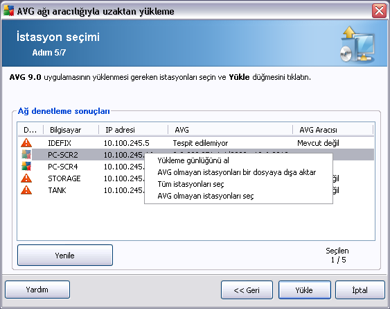 sürecini tamamlayin. 5.3.5. Active Directory'den seç Aginiz etki alani tabanliysa, AVG'yi uzaktan Active Directory'den seçilen istasyonlara yüklemeyi seçebilirsiniz.