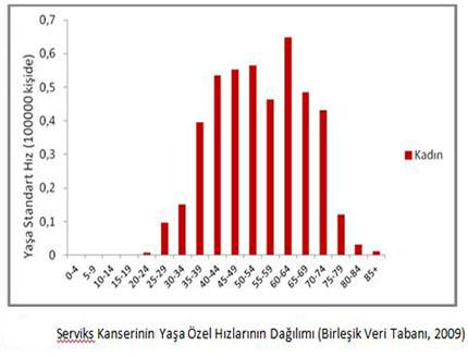 Türkiye de Serviks Kanseri İnsidans 4,2/100.