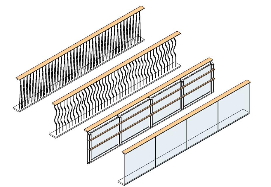 Default Railing: 1100mm Railing Type Penceresi Kullanıcı Tanımlı Krkuluk Mdelleri Merdiveni mdellerken, Ribbn içerisinde, Hme sekmesi, Tls paneli, Railing Type kmutu ile krkuluk