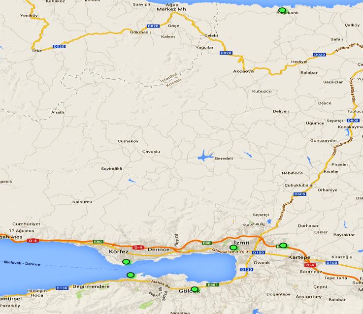 1 Kocaeli ilinde Bulunan Hava Kirliliği Ölçüm Cihazlarının Yerleri (Kocaeli Çevre ve Şehircilik İl Müdürlüğü, 2013) Çizelge A.