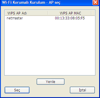 3. Adım: WPS AP Adı seçeneğinizi