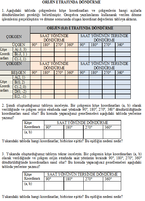 EKLER (APPENDIX) Ek-1: Deney Grubu Çalışma Yaprağı