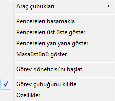 Görev Çubuğunu Kişiselleştirmek Başlat Menüsü Denetim Masası Görünüm ve Kişiselleştirme Görev Çubuğu ve Başlat