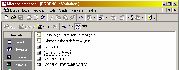 6- Sonraki adımda alt form için nasıl bir yerleşim istenildiği sorulmaktadır. Bu iki seçenekten yine istenilen seçilebilir. 7- Daha sonra ana form için hangi stili istediğimiz sorulmaktadır.