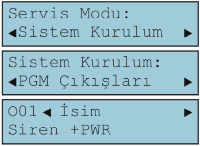 5. Siren ayarları: PGM ayarları siren ayarlarıdır.