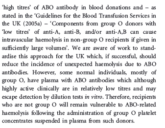Plazma ve trombosit süspansiyonunda ABO sorunu O grup plazma ve trombosit süspansiyonu düşük