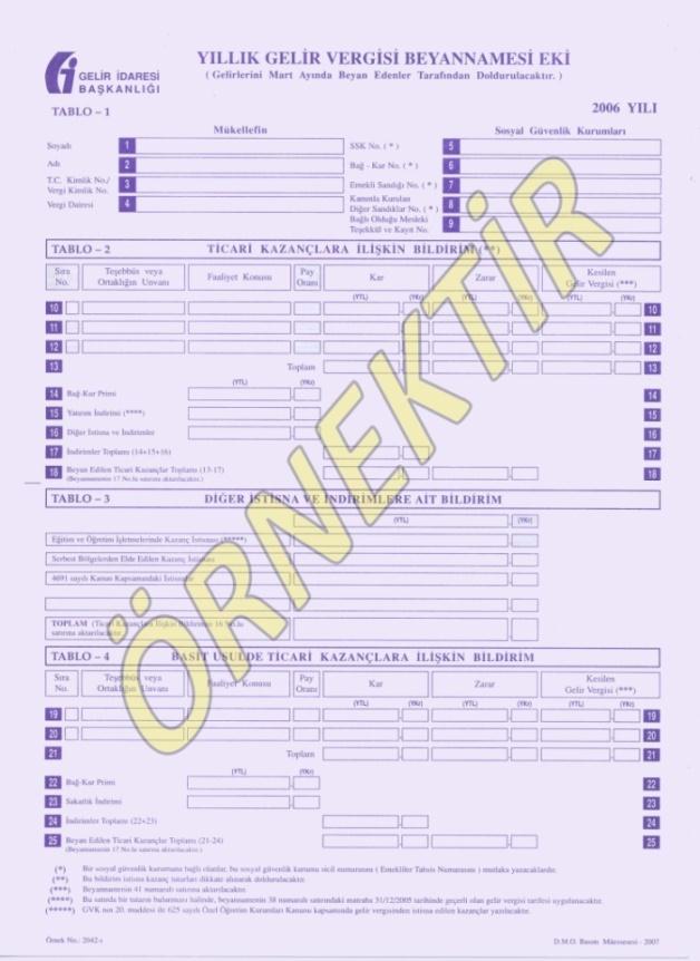 4.7. Gelir Vergisi Beyannamesi 4.7.1. Gelir Vergisi Beyannamesi Hakkında Bilinmesi Gerekenler Gerçek kiģiler, gelir vergisine tâbidir.