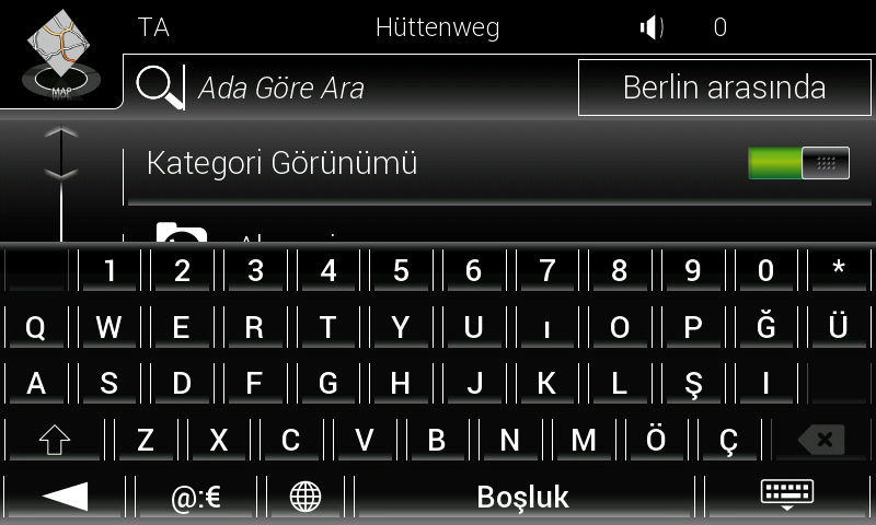 3.1.3.3 Ada göre arama Ada göre bir Yer aramak için çeşitli Yer kategorilerine göz atın veya iki arama türünü karıştırarak aşağıdaki adımları uygulayın: 1.