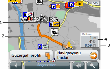 8 Harita ile çalışma 8.1 Harita materyali Navigasyon cihazınızın bellek kartına birden fazla navigasyon haritası yüklemiş olsanız bile, MobileNavigator sadece bir harita ile çalışabilir.
