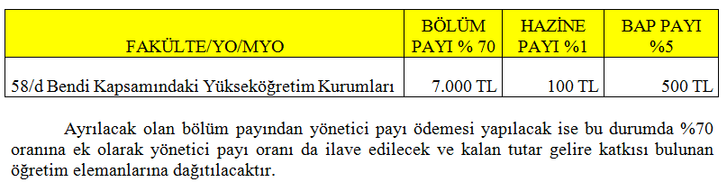 Döner sermaye kapsamında yürütülen faaliyetler için yapılan giderlerin