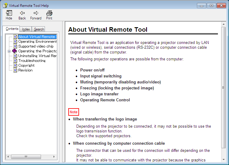 7. Kullanıcı Destek Yazılımı Virtual Remote Tool Çıkış 1 Görev Çubuğu üzerindeki Virtual Remote Tool simgesine tıklayın. Açılır menü görüntülenecektir. 2 Çıkış üstüne tıklayın.