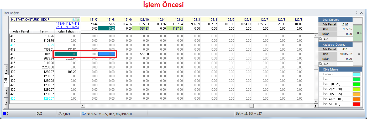 Dağıtım 0 Tahsis 0 Tahsis Tahsis alanı 0 (sıfır) olmasına rağmen maliğin raporlarda görünmesini sağlamak ve maliğin hisse hareketini görmek için uygulanan bir işlemdir.