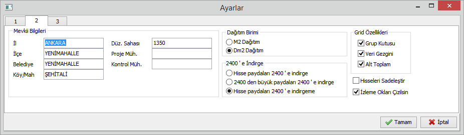 Özel Ada Düzenleme sahası içinde kalan ihdas ve yol gibi alanlar, kadastro kayıtlarına girilirken geçici bir ada/parsel numarası verilir. Örneğin 8888/1, 9999/1 gibi değerler verilebilir.