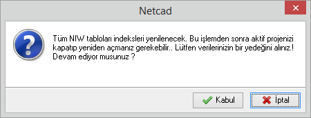 Bu işlem Versiyon Oluştur (?) ile yedeklenmiş olan dağıtım versiyon dosyasına dönülmesini sağlamaktadır.