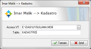 Işlemler Imar Malik > Kad. Malik İmar Malik > Kadastro Malik İmarın geriye dönüşümü söz konusu olduğunda, dağıtımı bitmiş olan imar malikleri geriye dönüş için kadastro kayıtlarına aktarılır.