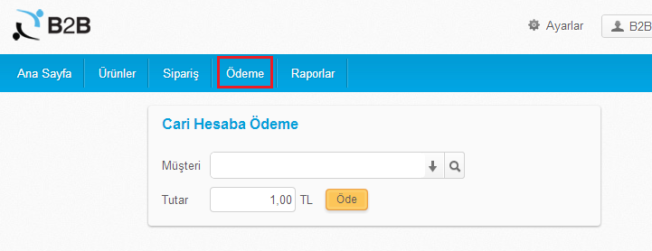 Cari hesaba ödeme: Bu parametre işaretlendiğinde, siparişten bağımsız ayrı bir Ödeme sayfası görüntülenir.