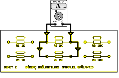 Aradaki fark.. gelmektedir. NOT: Modüldeki altı direnç ile değiģik seri bağlantılar yaparak yeni deneyler yapınız. DENEY: 3.