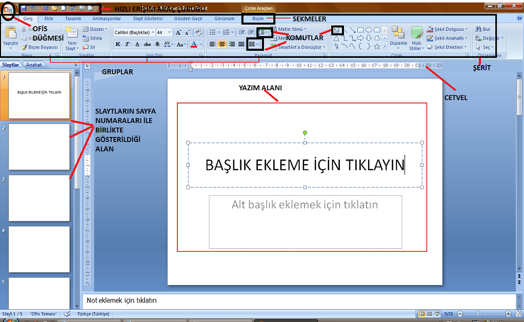 A MICROSOFT OFFICE POWERPOINT 2007 PROGRAMI GENEL Microsoft Office Powerpoint 2007 Programına Giriş Microsoft office Powerpoint 2007 programına şu yollar ile giriş yapılabilmektedir: