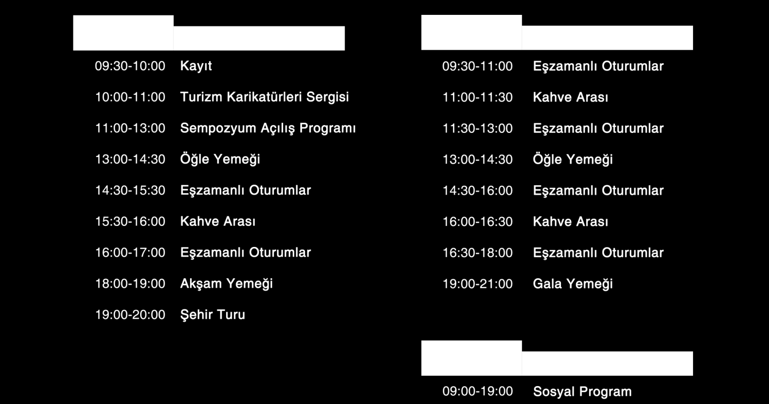 Coğrafyasının Turizm Potansiyeli Türk Dünyası Turizminin Çeşitlendirilmesi YER 20 KASIM 2015 CUMA OTURUM BAŞLIKLARI SAAT 09:30-11:00 11:30-13:00 14:30-16:00 16:30-18:00 TURİZMİN İŞLETMECİLİK BOYUTU