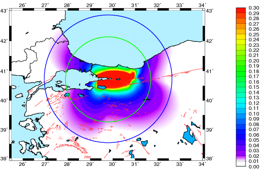2) depremleri, 1997 yılında Marmara bölgesi ve civarında ölçülmüş noktaların koordinatlarında birkaç cm den birkaç metreye varan miktarda değişiklikler meydana getirmiştir.