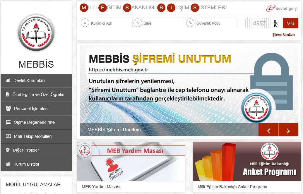 BAŞVURU YAPMA İŞLEM ADIMLARI 1. https://mebbis.meb.gov.