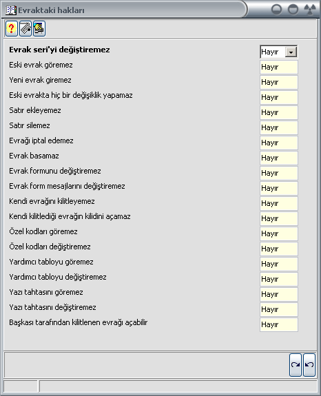 Şimdi ilk kategori tanımlamasını hangi evrak için yapacaksanız, imlecinizi o evrak tanımının bulunduğu alana getiriniz.