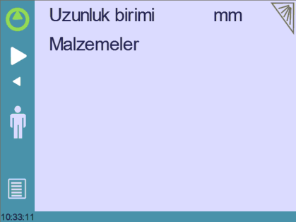 DİĞER MENÜLER Diğer Menüler e dokunulduğunda aşağıdaki menü ekrana gelir: MANUAL HAREKETLER Diğer Menüler den Manual Hareketler e dokunulduğunda aşağıdaki sayfa gelir: Bu sayfadan eksenler ve