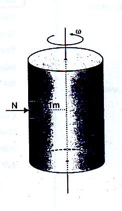 SORU 19: Açısal hızı ω olan silindirin iç yüzeyindeki cisim ancak düşmeden dönüyor. Sürtünme katsayısı 0.4 olduğuna göre ω açısal hızı nedir? (g=10 m/s 2 dir.