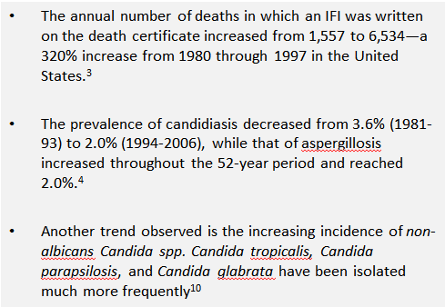 EPİDEMİYOLOJİ İFH sıklığı artıyor. İnvazif kandidiazis azalıyor, aspergillozis artıyor. Hala C.