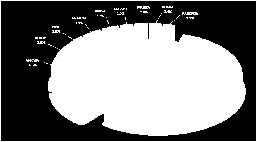 3.2 Riziko İli Bazında Dağılım (*) (*)-Grafik 01.01.2013 tarihinde oluşturulmuştur, Meb.