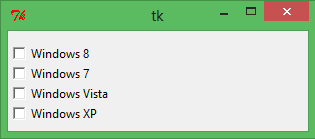 Pencerede Üzerine Onay Kutusu Eklenmesi (Checkbutton) : ornek_pencere_checkbutton.py #_*_ coding:cp1254 _*_ from Tkinter import * anapencere = Tk() anapencere.