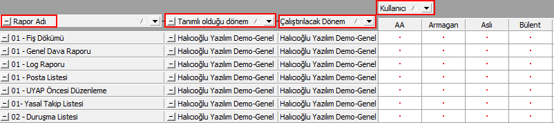 20. Rapor Dizayn Filtre Q-Biz uygulamasında; Rapor Dizayn bölümündeki Filtreler alanında açılan rehberlerde, satır bazı güvenlik tanımları çalışır duruma getirildi.